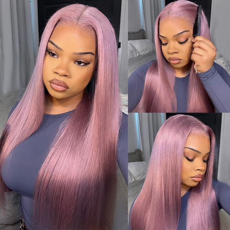 Ash Purple 13x6 Pre-Cut Glueless Lace Frontal Wig – Vietnamese Human Hair, Ear-to-Ear HD Lace, Pre-Styled with Realistic Hairline