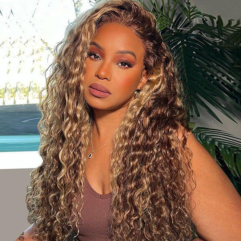 6x5 Glueless Lace Closure Wig – Water Wave, Vietnamese Human Hair, Pre-Bleached Tiny Knots, Natural/Highlight Color, Beginner-Friendly