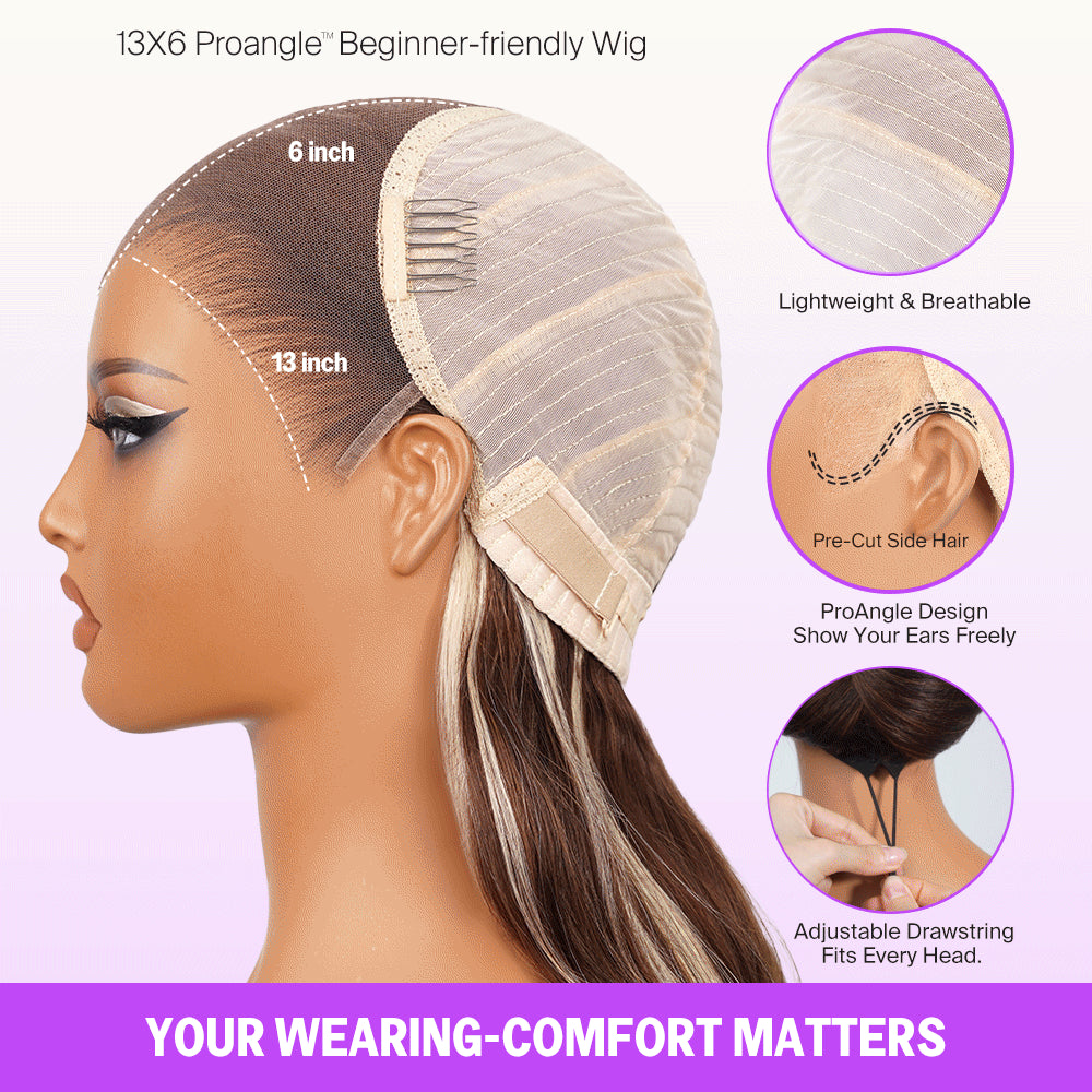 Champagne Brown Ombre Lace Wig – 13x6 Glueless Loose Body Wave, Vietnamese Human Hair, Pre-Styled & Beginner-Friendly