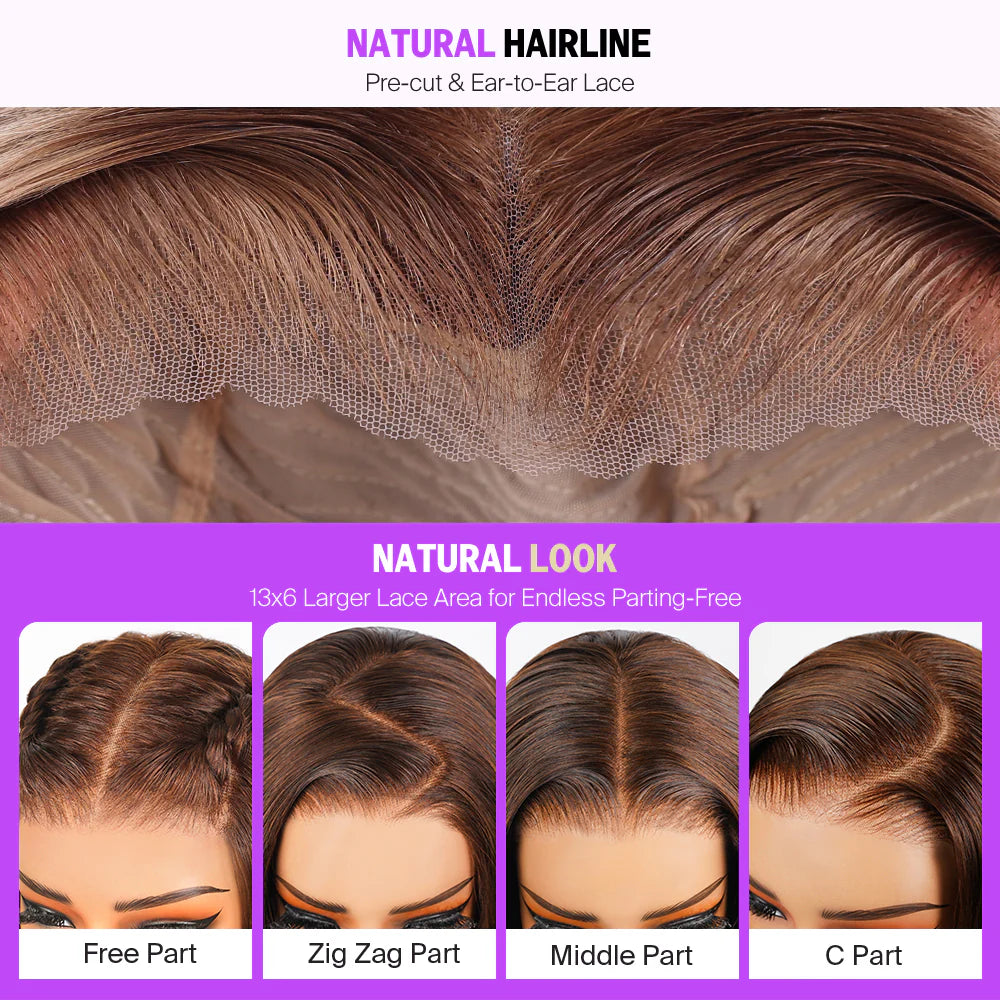 Champagne Brown Ombre Lace Wig – 13x6 Glueless Loose Body Wave, Vietnamese Human Hair, Pre-Styled & Beginner-Friendly