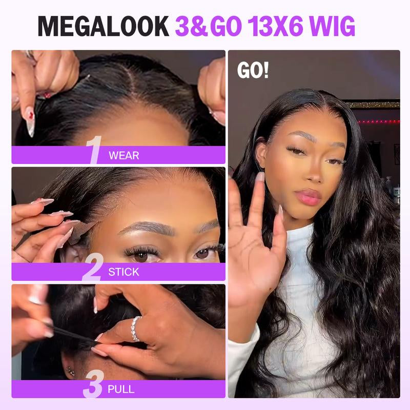 13x6 Glueless Lace Frontal Wig – Unprocessed Body Wave, Pre-Plucked, Baby Hair, 180% Density, Beginner-Friendly
