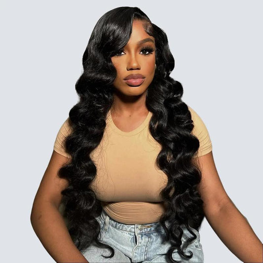 13x6 Glueless Lace Frontal Wig – Unprocessed Body Wave, Pre-Plucked, Baby Hair, 180% Density, Beginner-Friendly