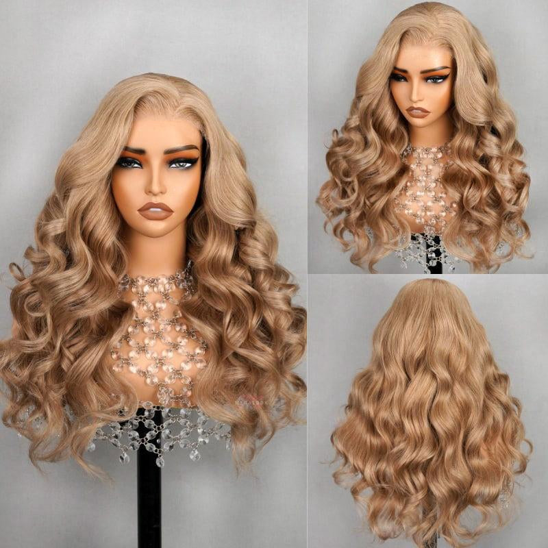 Milk Tea, Flaxen Brown & Cozy Blonde Lace Wig – 13x4 Transparent Lace Front & 6x5 Glueless Closure, Silky Straight Vietnamese Human Hair, 180% Density, Natural Hairline