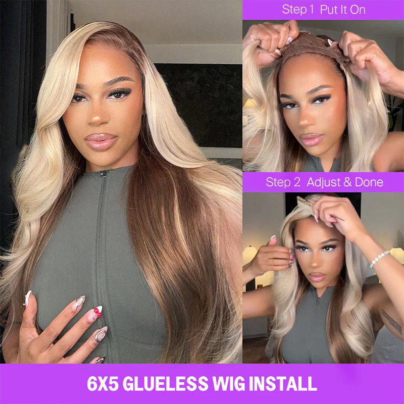 Champagne Brown Ombre Lace Wig – 13x6 Glueless Loose Body Wave, Vietnamese Human Hair, Pre-Styled & Beginner-Friendly