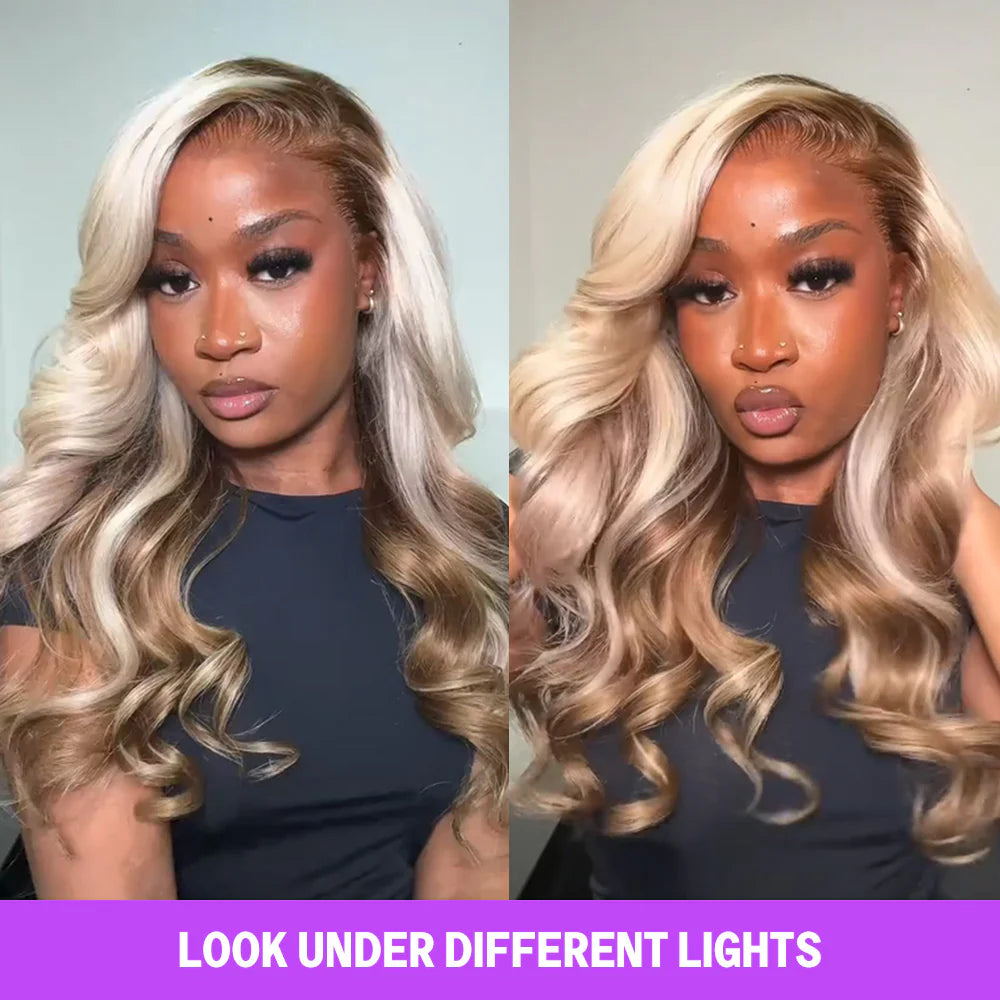 Champagne Brown Ombre Lace Wig – 13x6 Glueless Loose Body Wave, Vietnamese Human Hair, Pre-Styled & Beginner-Friendly