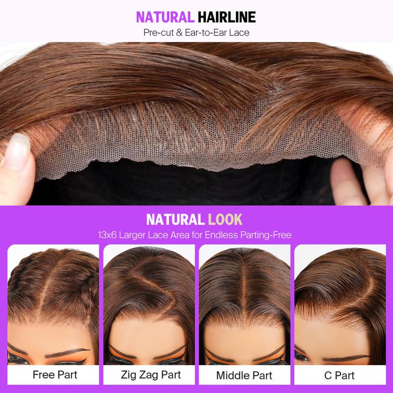 Megalook Chocolate Brown 13x6 Glueless Lace Front Wig – Bohemian Curls, Vietnamese Human Hair, Pre-Plucked Natural Hairline
