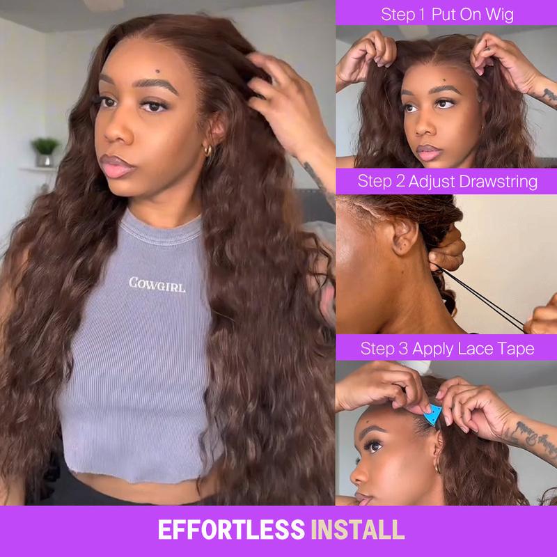 Megalook Chocolate Brown 13x6 Glueless Lace Front Wig – Bohemian Curls, Vietnamese Human Hair, Pre-Plucked Natural Hairline