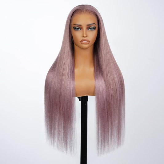 Ash Purple 13x6 Pre-Cut Glueless Lace Frontal Wig – Vietnamese Human Hair, Ear-to-Ear HD Lace, Pre-Styled with Realistic Hairline
