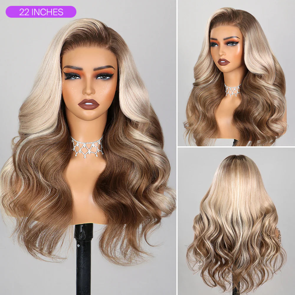 Champagne Brown Ombre Lace Wig – 13x6 Glueless Loose Body Wave, Vietnamese Human Hair, Pre-Styled & Beginner-Friendly