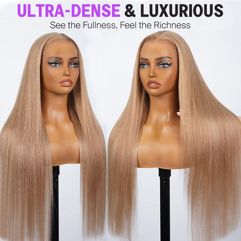 Milk Tea, Flaxen Brown & Cozy Blonde Lace Wig – 13x4 Transparent Lace Front & 6x5 Glueless Closure, Silky Straight Vietnamese Human Hair, 180% Density, Natural Hairline