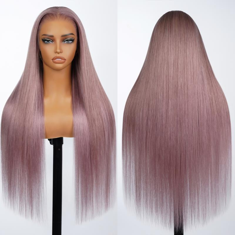 Ash Purple 13x6 Pre-Cut Glueless Lace Frontal Wig – Vietnamese Human Hair, Ear-to-Ear HD Lace, Pre-Styled with Realistic Hairline