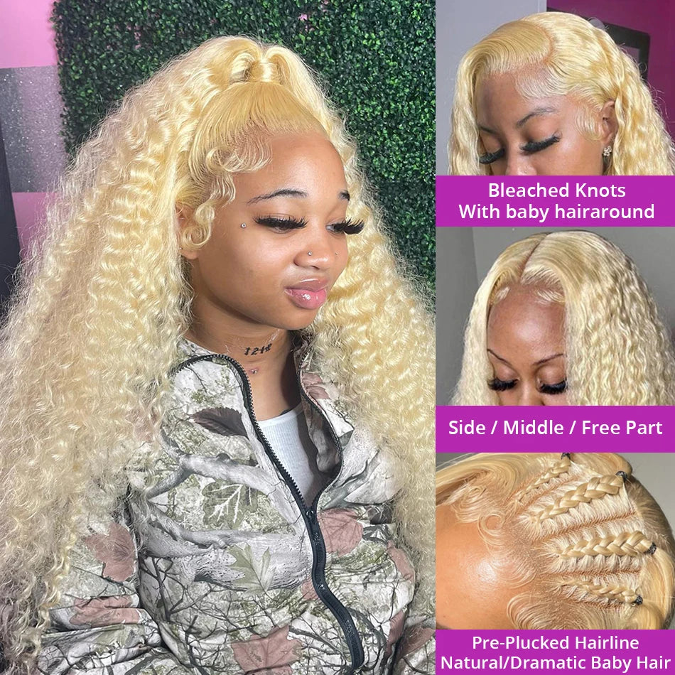 30 38 Inch Blonde 613 Hd Lace Frontal Wig 13X6 Curly Lace Front 100% Human Hair Wig 13X4 Water Deep Wave Wigs For Women