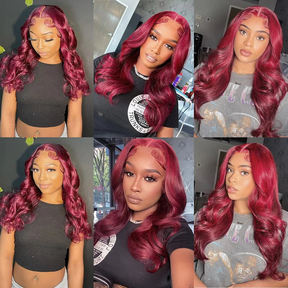30 Inch Hd Lace Wig 13X6 Hd Lace Frontal Wig 13X4 Red Lace Front Human Hair Wigs 99J Burgundy Body Wave Lace Front Wigs