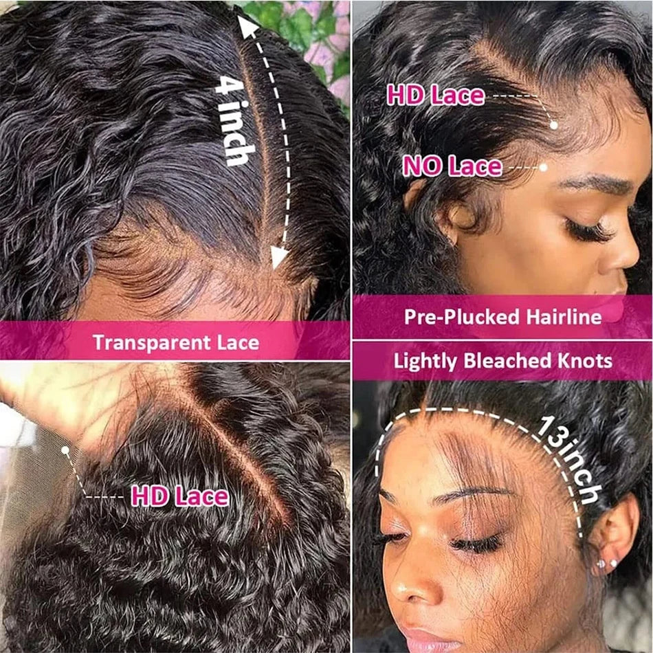40 Inch Human Hair 13X4 Deep Wave Frontal Wig 13X6 Curly Hd Lace Front Wigs Brazilian Water Wave 5x5 Hd Lace Closure Wig