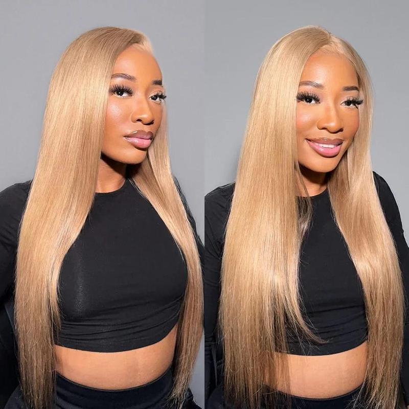 Milk Tea, Flaxen Brown & Cozy Blonde Lace Wig – 13x4 Transparent Lace Front & 6x5 Glueless Closure, Silky Straight Vietnamese Human Hair, 180% Density, Natural Hairline