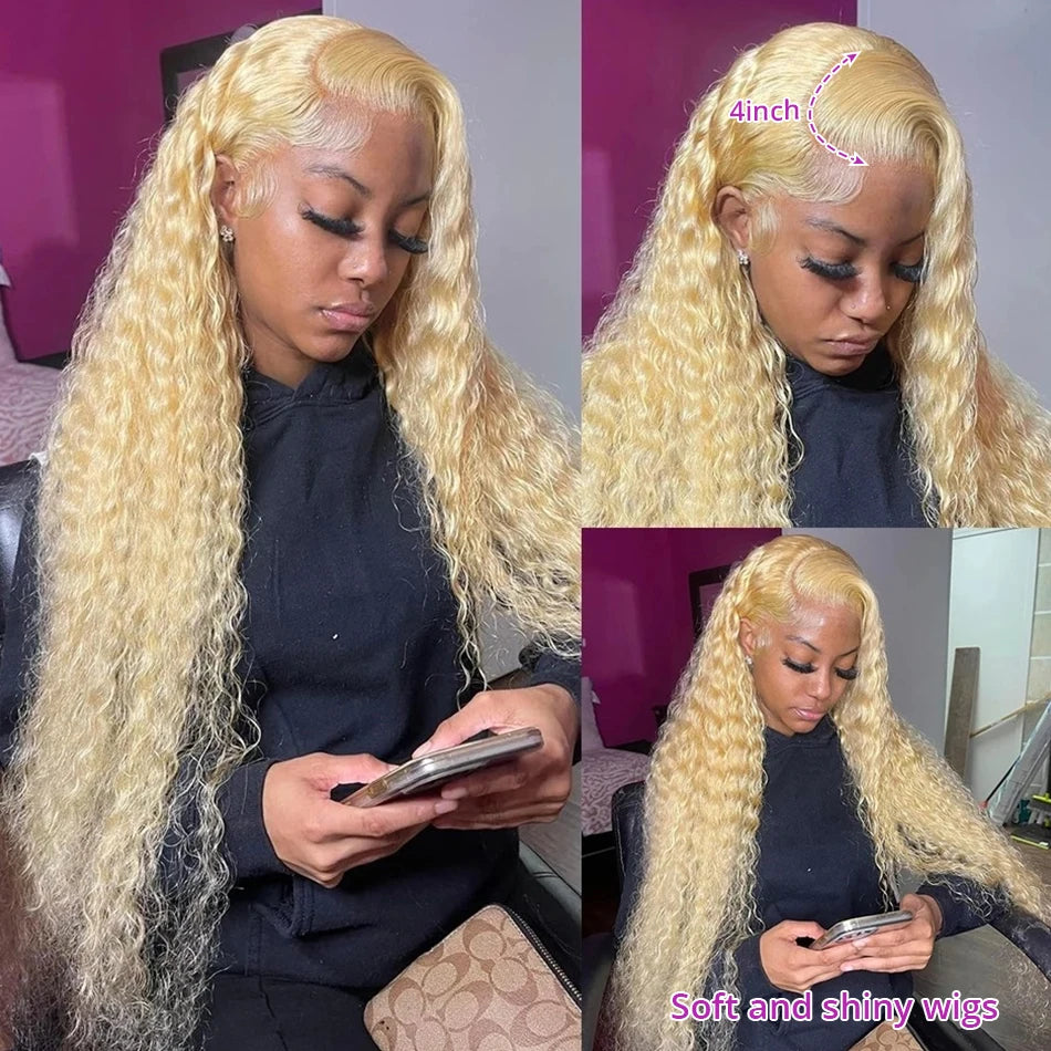 30 38 Inch Blonde 613 Hd Lace Frontal Wig 13X6 Curly Lace Front 100% Human Hair Wig 13X4 Water Deep Wave Wigs For Women