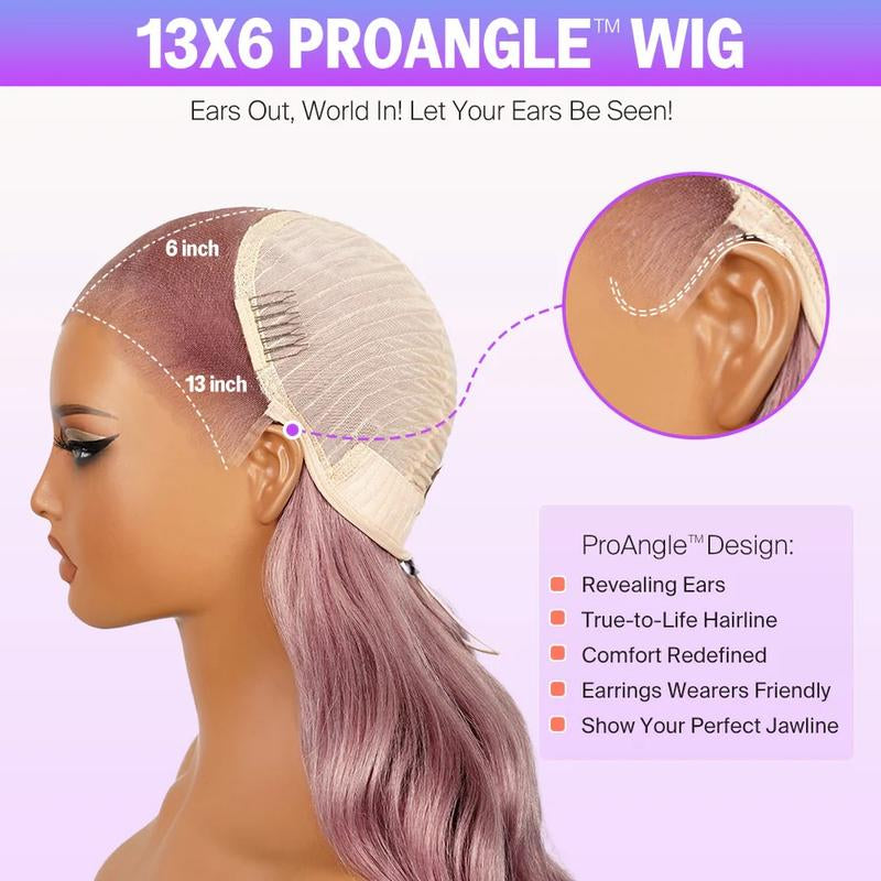 Ash Purple 13x6 Pre-Cut Glueless Lace Frontal Wig – Vietnamese Human Hair, Ear-to-Ear HD Lace, Pre-Styled with Realistic Hairline