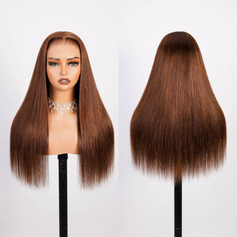 13x6 HD Lace Frontal Wig – Straight, Glueless, Chocolate Brown, Vietnamese Human Hair, Pre-Plucked with Drawstring Band