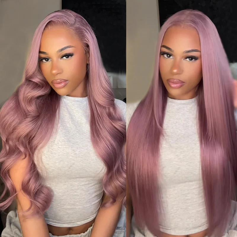 Ash Purple 13x6 Pre-Cut Glueless Lace Frontal Wig – Vietnamese Human Hair, Ear-to-Ear HD Lace, Pre-Styled with Realistic Hairline