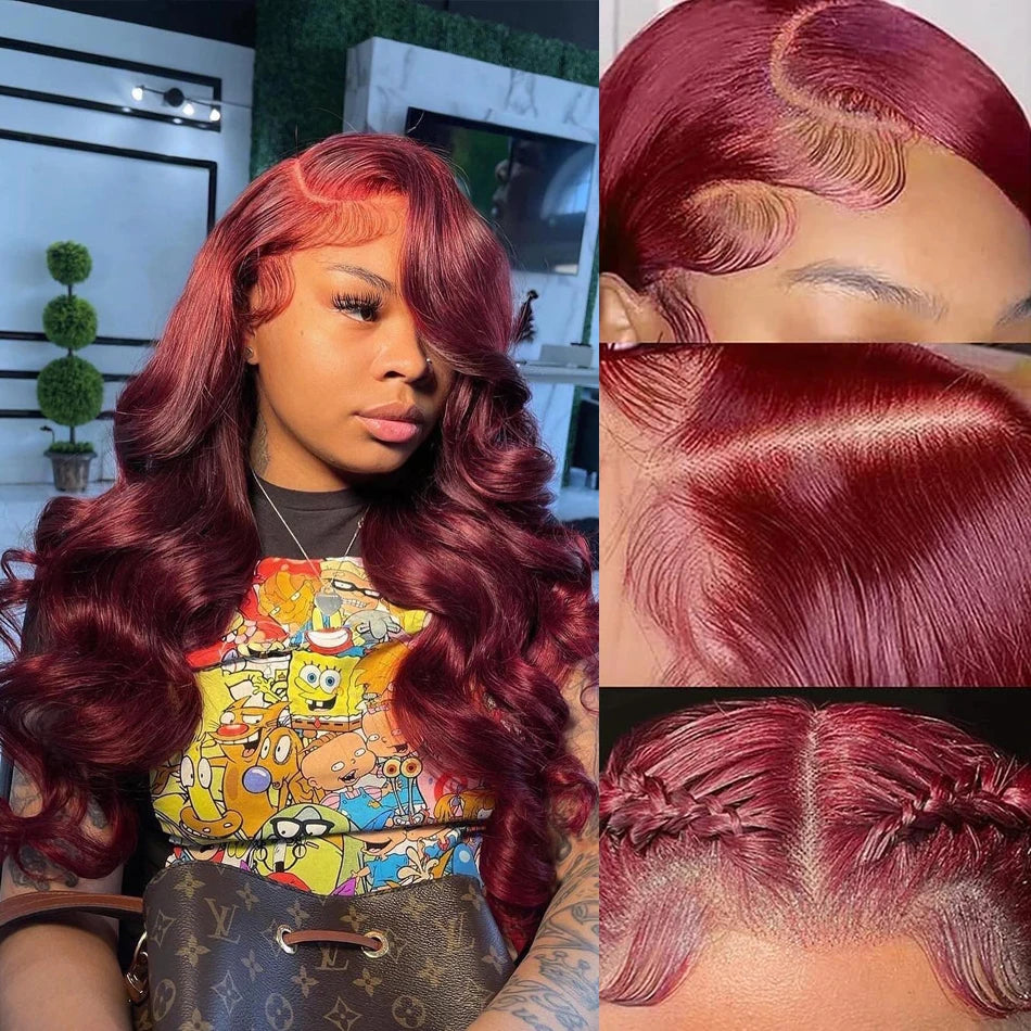 30 Inch Hd Lace Wig 13X6 Hd Lace Frontal Wig 13X4 Red Lace Front Human Hair Wigs 99J Burgundy Body Wave Lace Front Wigs