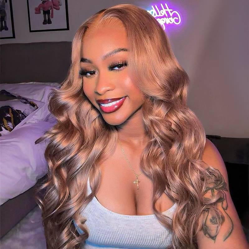 Milk Tea, Flaxen Brown & Cozy Blonde Lace Wig – 13x4 Transparent Lace Front & 6x5 Glueless Closure, Silky Straight Vietnamese Human Hair, 180% Density, Natural Hairline